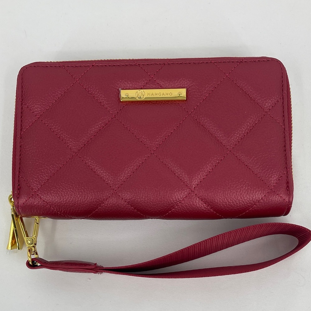 JOY MANGANO Quilted Zip Wristlet - Raspberry LIKE NEW